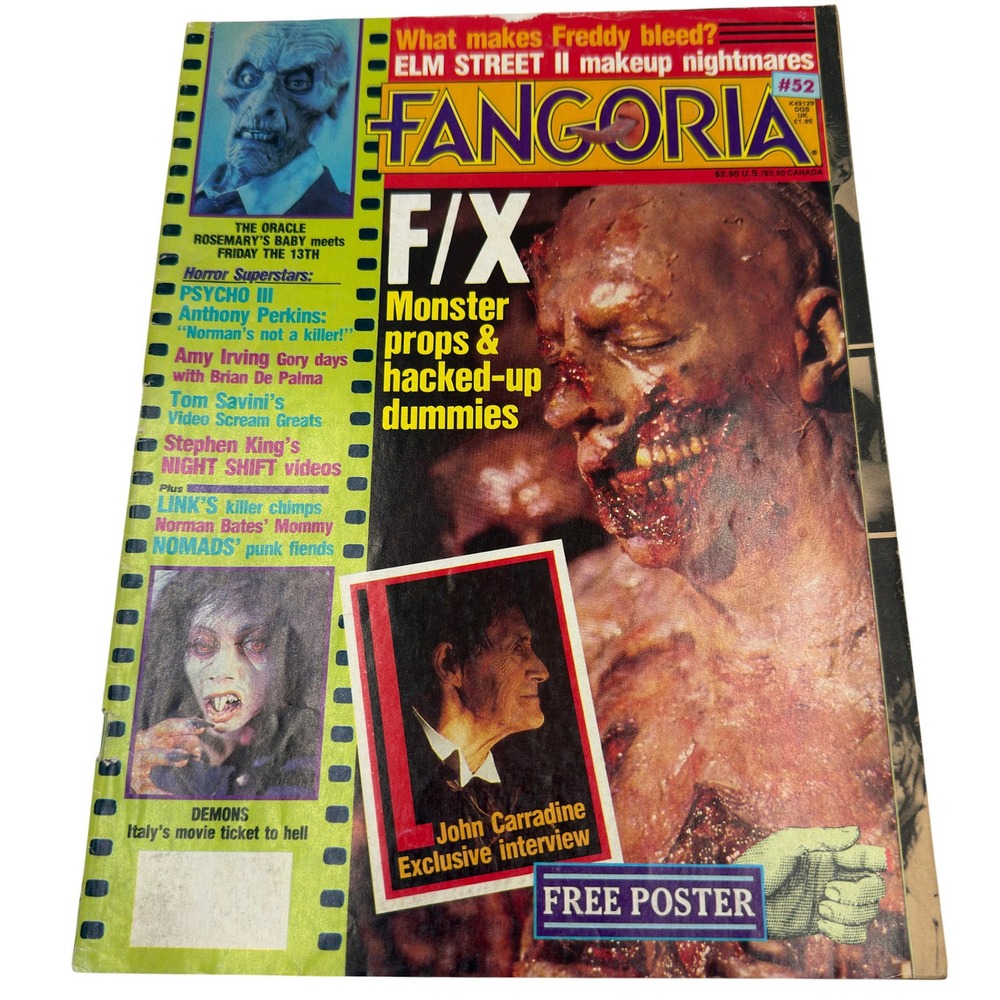 Fangoria Magazine #52 March 1986 Elm Street II Psycho III John Carradine Poster